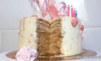 Оформление торта для девочки в бело-розовых тонах