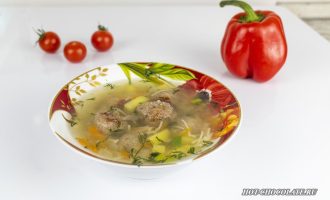 Суп с фрикадельками и вермишелью диетический